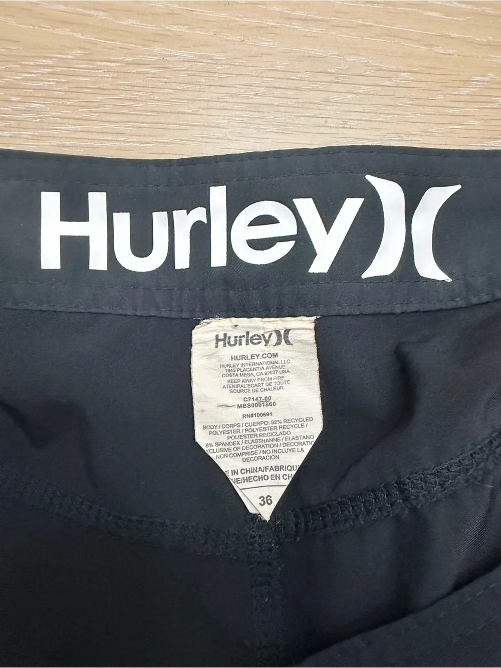 Hurley Black Men’s Phantom Board Shorts Size 36